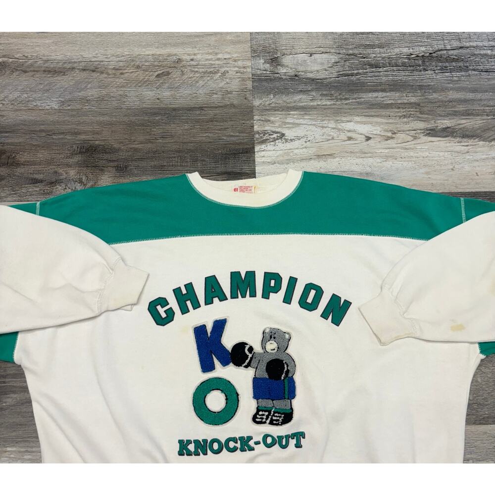 Vintage 80s 90s Energie Boxing‎ Bear Champion KO Knock Out Mens L Sweatshirt